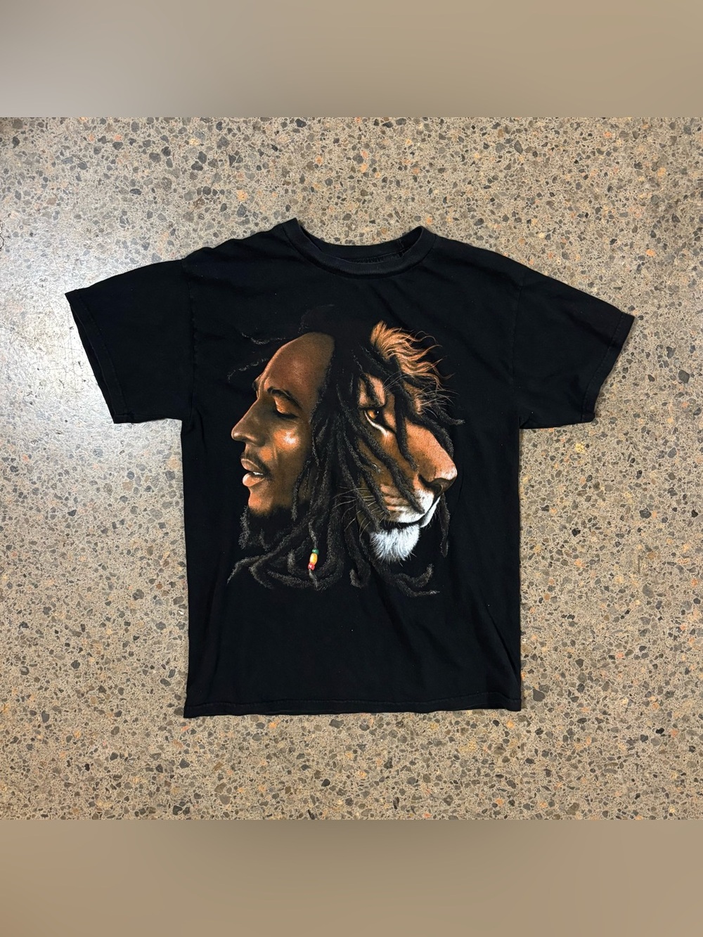 Zion Rootswear Bob Marley Lion Graphic T Shirt Tee (Medium) Black, Brown, White